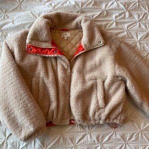 Neon Faux Shearling Bomber Jacket